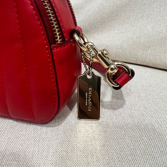 Coach Red Quilted Dome Crossbody Bag with Gold Hardware - Picture 4 of 9